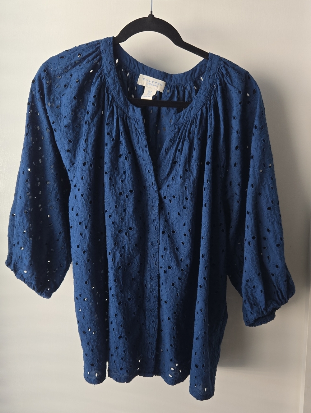 Calypso St. Barth Navy Eyelet Tunic Blouse-Size 1X